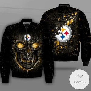 Pittsburgh Steelers Lava Skull Full Print Bomber Jacket Pittsburgh Steelers Bomber Jacket