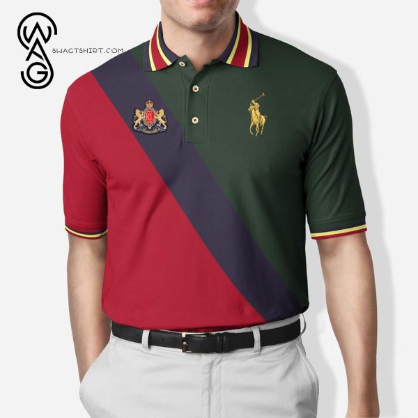 Polo Ralph Lauren Red Navy Green All Over Print Premium Polo Shirt Ralph Lauren Polo Shirts