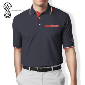 Prada Symbol Navy All Over Print Premium Polo Shirt Prada Polo Shirts