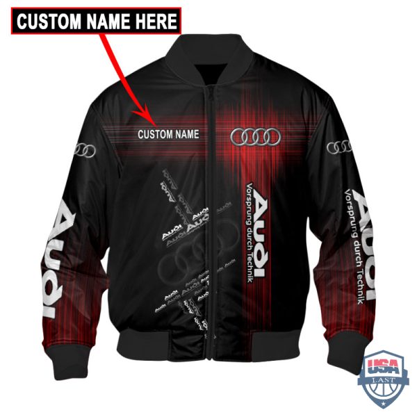 Presonalized Audi Logo Custom Name Bomber Jacket Audi Bomber Jacket