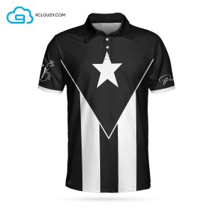 Puerto Rico Flag Black And White Full Printing Polo Shirt Puerto Rico Polo Shirts