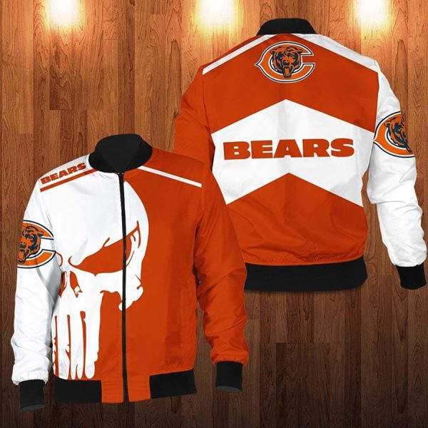 Punisher Skull Chicago Bears 3D Bomber Jacket Chicago Bears Bomber Jacket