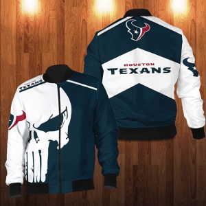 Punisher Skull Houston Texans 3D Bomber Jacket Houston Texans Bomber Jacket