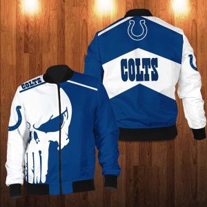 Punisher Skull Indianapolis Colts 3D Bomber Jacket Indianapolis Colts Bomber Jacket