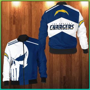 Punisher Skull Los Angeles Chargers 3D Bomber Jacket Los Angeles Chargers Bomber Jacket