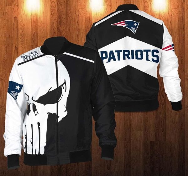 Punisher Skull New England Patriots 3D Bomber Jacket New England Patriots Bomber Jacket