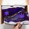 Purple Weed Custom Personalized Name Air Jordan 13 Shoes Purple Air Jordan 13 Shoes