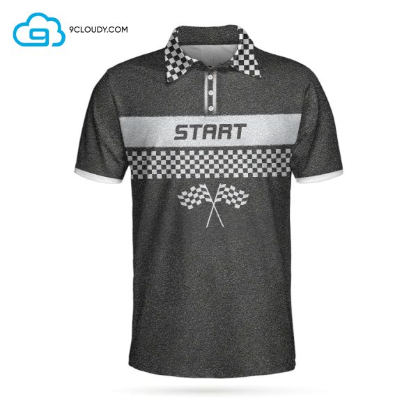 Racing Start And Finish Full Printing Polo Shirt Racing Car Polo Shirts