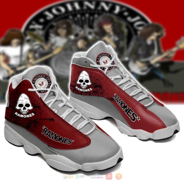 Ramones Band Skull Grey Red Air Jordan 13 Shoes Music Bands Air Jordan 13 Shoes