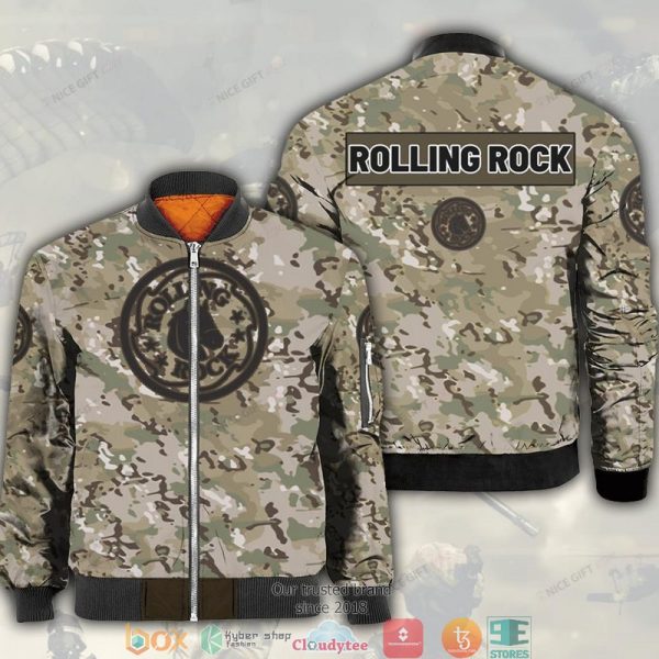 Rolling Rock Camouflage Bomber Jacket Rock Band Bomber Jacket