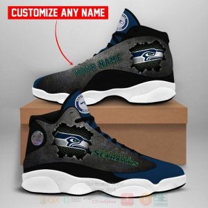 Seattle Seahawks Nfl Football Team Custom Name Air Jordan 13 Shoes 2 Seattle Seahawks Air Jordan 13 Shoes