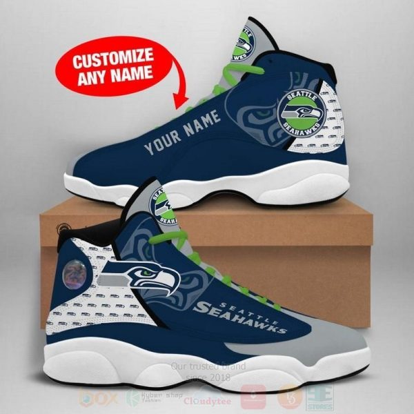 Seattle Seahawks Nfl Football Team Custom Name Air Jordan 13 Shoes Seattle Seahawks Air Jordan 13 Shoes