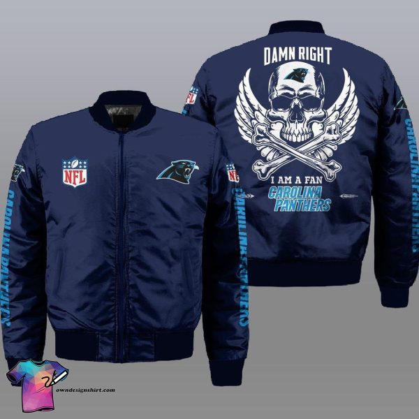 Skull Carolina Panthers All Over Printed Bomber Jacket Carolina Panthers Bomber Jacket