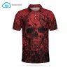 Skull Crow Black Red Full Printing Polo Shirt Skull Polo Shirts