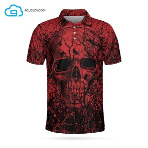 Skull Crow Black Red Full Printing Polo Shirt Skull Polo Shirts
