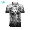 Skull Crow Full Printing Polo Shirt Skull Polo Shirts