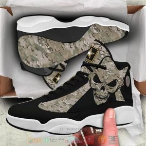 Skull Military Gifts Us Army Green Camo Air Jordan 13 Shoes Us Army Air Jordan 13 Shoes