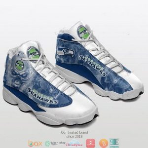 Skull Seattle Seahawks Nfl Football Team Air Jordan 13 Sneaker Shoes Seattle Seahawks Air Jordan 13 Shoes