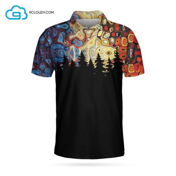 Sky Wavy Abstract Seamless Pattern Full Printing Polo Shirt