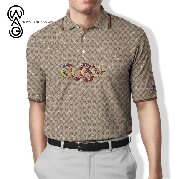 Snake Gucci Logo All Over Print Premium Polo Shirt Gucci Polo Shirts