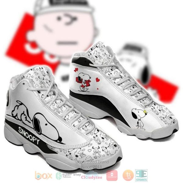 Snoopy Cartoon Pattern White Air Jordan 13 Shoes Snoopy Air Jordan 13 Shoes