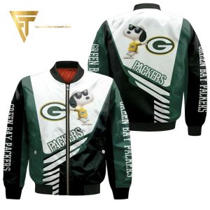 Snoopy Green Bay Packers Full Print Bomber Jacket Green Bay Packers Bomber Jacket