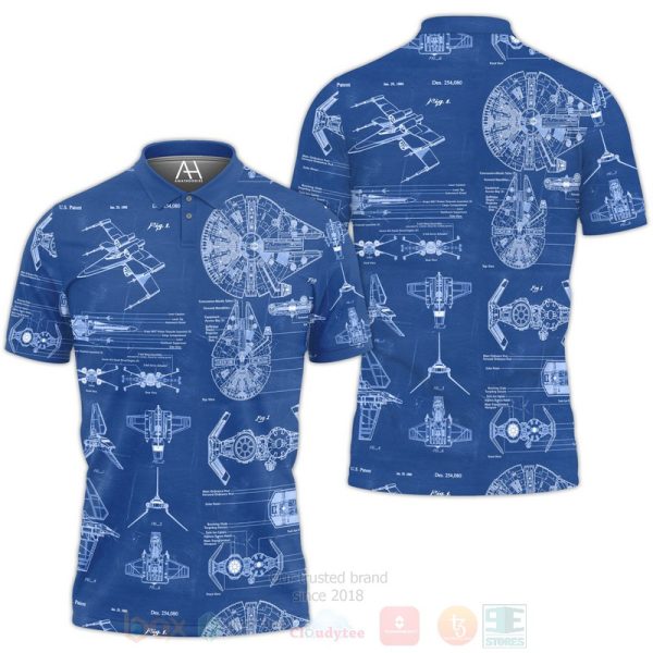 Star Wars Patent Blue Polo Shirt Star Wars Polo Shirts