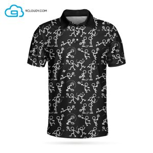 Stickfigures Playing Tennis Full Printing Polo Shirt Tennis Polo Shirts