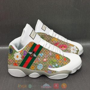 The House Of Gucci Bee Flower White Air Jordan 13 Shoes Gucci Air Jordan 13 Shoes