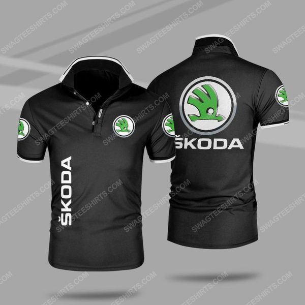 The Skoda Auto Symbol All Over Print Polo Shirt Skoda Polo Shirts