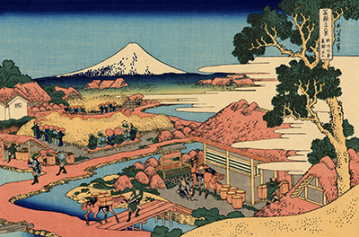 The Tea plantation of Katakura in Suruga Province Hokusai