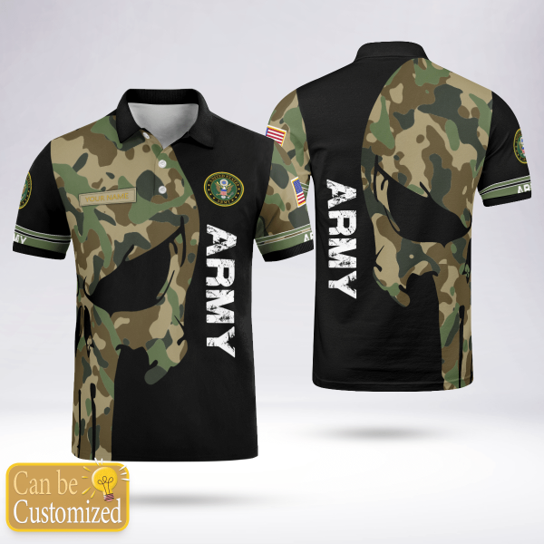 U S Army Punisher Skull Polo Shirt US Army Polo Shirts