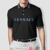 Versace Big Hologram Logo Black Polo Shirt Versace Polo Shirts