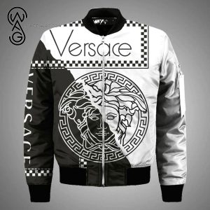Versace Black And White All Over Print Bomber Jacket Versace Bomber Jacket