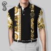 Versace Black Gold All Over Print Premium Polo Shirt Versace Polo Shirts