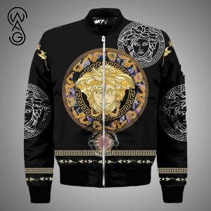 Versace Black Symbol All Over Print Bomber Jacket Versace Bomber Jacket