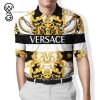 Versace Gold All Over Print Premium Polo Shirt Versace Polo Shirts
