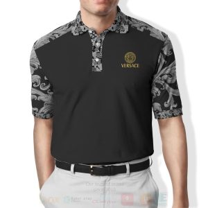 Versace Greca Pattern Black Polo Shirt Versace Polo Shirts