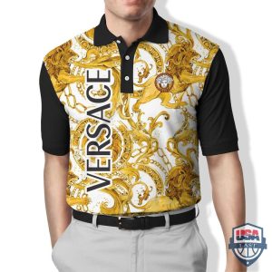 Versace Lion Logo Full Print Polo Shirt Versace Polo Shirts
