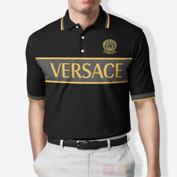 Versace Medusa Black Yellow Polo Shirt Versace Polo Shirts
