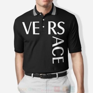 Versace Pattern Black White Polo Shirt Versace Polo Shirts