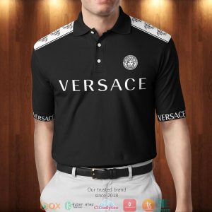 Versace White Logo Black Polo Shirt Versace Polo Shirts