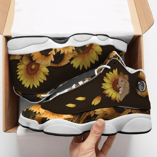 Vintage Sunflower Lion All Over Printed Air Jordan 13 Sneakers Sunflower Air Jordan 13 Shoes