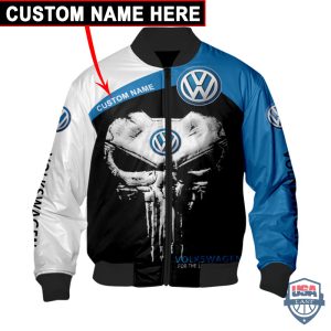 Volkswagen Punisher Skull Custom Name Bomber Jacket Volkswagen Bomber Jacket