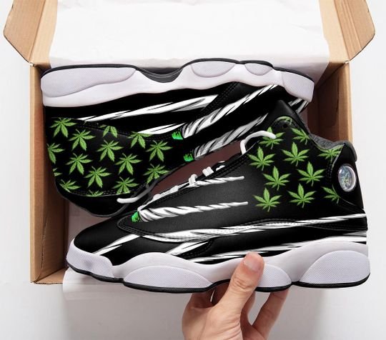 Weed Leaf Cannabis Flag All Over Printed Air Jordan 13 Sneakers Cannabis Air Jordan 13 Shoes