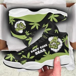 Weed Leaf Dont Care Bear All Over Printed Air Jordan 13 Sneakers Bears Air Jordan 13 Shoes