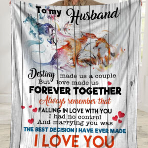 To My Husband Destiny Made Us A Couple Red Fox Ultra Soft Cozy Plush Fleece Blanket
