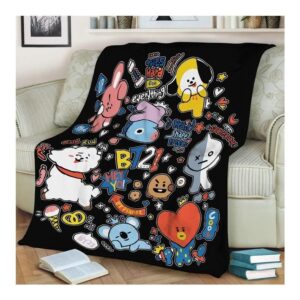 BT21 BANGTAN BOYS BTS BEST SELLER FLEECE BLANKET GIFT FOR FAN