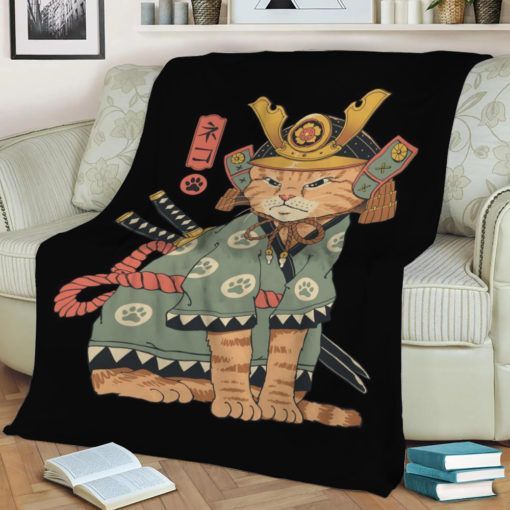 CAT LOVERS NEKO SAMURAI FLEECE BLANKET GIFT FOR FAN CAT LOVERS NEKO SAMURAI FLEECE BLANKET GIFT FOR FAN