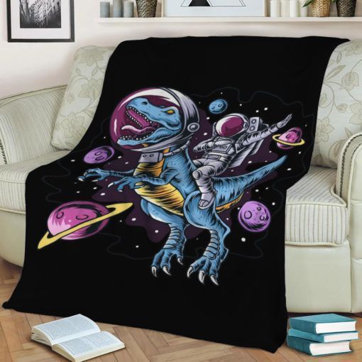 DINOSAUR ASTRONAUT SPACE FLEECE BLANKET GIFT FOR FAN DINOSAUR ASTRONAUT SPACE FLEECE BLANKET GIFT FOR FAN